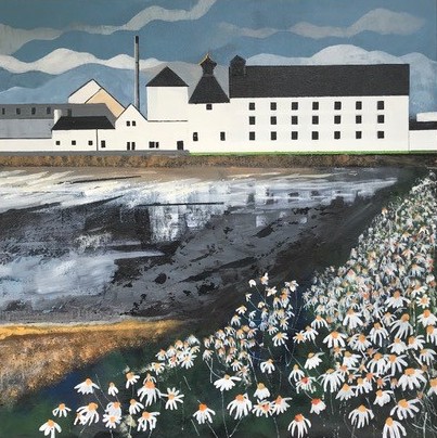 'Laphroaig Distillery and Daisies' by artist Judith Appleby